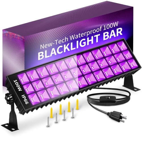 THECHAM 100W Black Light Bar for Glow Party Halloween - 1 Pack