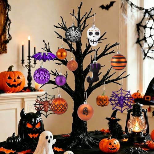 100pcs Halloween Shatterproof Ball Ornaments Set - Spooky Tree Decorations
