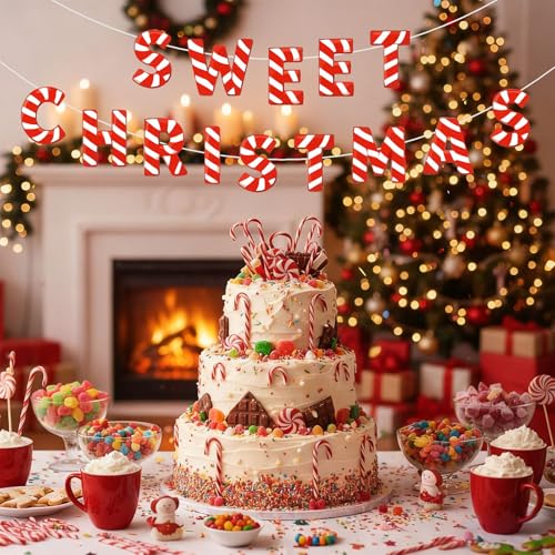 DIY Custom Banner Letter Kit - Candy Cane Style, Red & White, 116 Pieces