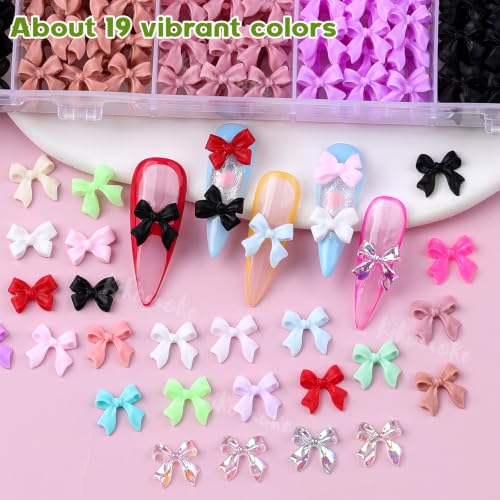 Bowknot Nail Charms Set - 820pcs Colorful Flatback Resin Bows for Nails & DIY Crafts