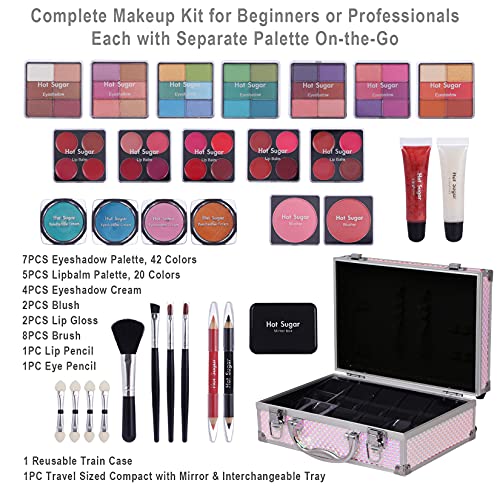 Mermaid Makeup Kit for Teens - Full Starter Cosmetics Set with 46 Eyeshadows, Lip Balms & Brushes