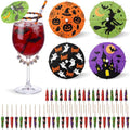 Halloween Drink Umbrellas Set - Witch and Bat Design, 200 Pcs, 4 Inch Cocktail Picks for Cocktails & Cupcakes