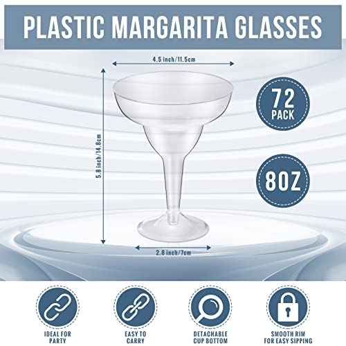 72 Pack Clear Disposable Margarita Glasses - 8 oz Plastic Cocktail Cups for Parties