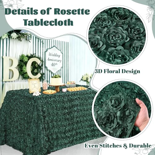 Dark Green Rosette Satin Tablecloth 60 x 102 Inch Wedding Overlay - Variation of THIS listing