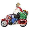 Biker Santa Glass Blown Ornament - Handcrafted Christmas Tree Decoration
