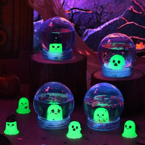 Halloween Snow Globe Kit - Purple Glow-in-the-Dark Ghosts, 12 Sets DIY Halloween Decor