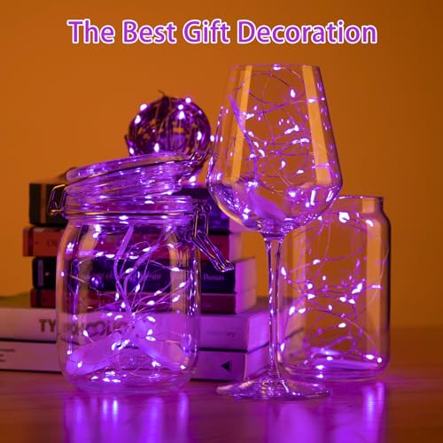 Purple Battery Powered Fairy Lights 6 Pack, 7ft 20LED String Decor