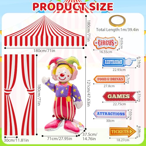 Carnival Circus Party Decorations Set with Tent Sign Clowns and Signboards