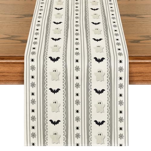 Halloween Table Runner 13x90 Inch Beige Polyester Home Party Decor