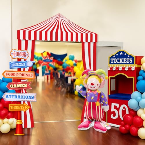 Carnival Circus Party Decorations Set with Tent Sign Clowns and Signboards