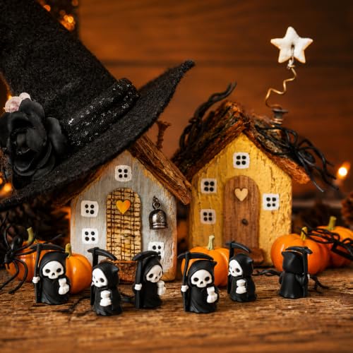 Mini Grim Reaper Figurines Set - Halloween Decor for Home & Party, 50 Pieces