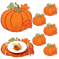 Pumpkin Fall Placemats Set of 6 - Autumn Orange Table Decor for Thanksgiving