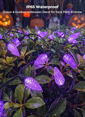 Purple Battery Operated Halloween String Lights - 33ft 50 LEDs, Waterproof with Timer