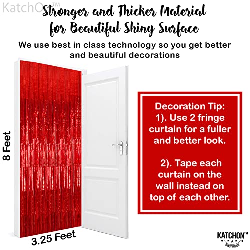 Large Black and Red Foil Fringe Curtain Set - 8x3.2 Feet, Pack of 4 for Party Decor