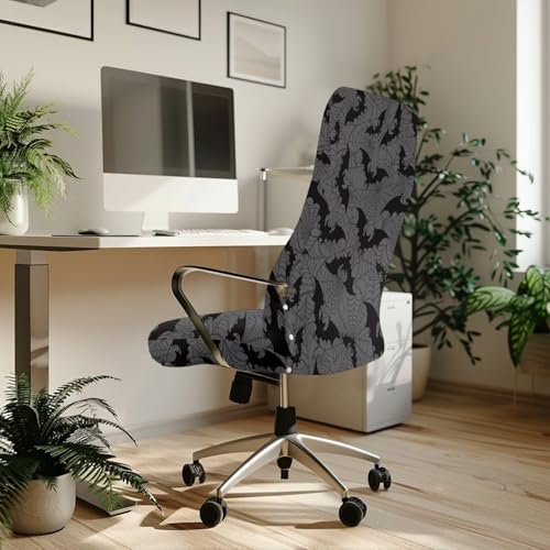 Bat Spider Web Print Water-Resistant Office Chair Cover Large - Halloween Decoration
