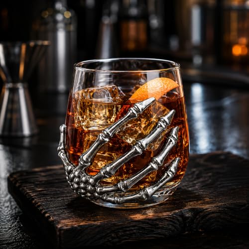 Halloween Skeleton Hand Stemless Wine Glass 12.5oz - Silver Variation