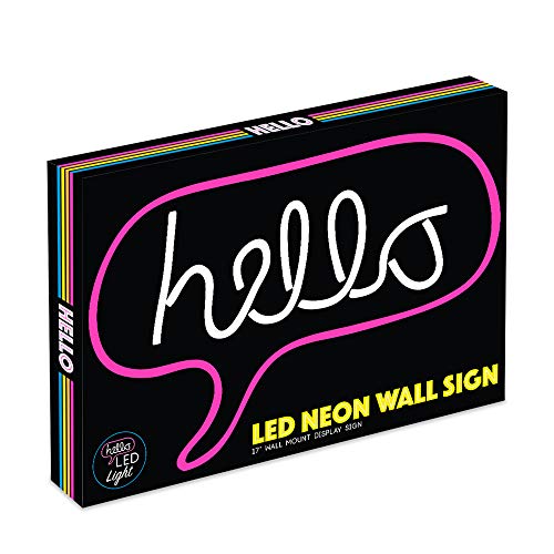 17x12 LED Neon Wall Sign Hello Word Bubble Light - White & Pink