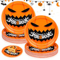 50 Pack 9-Inch Halloween Paper Plates Pumpkin Themed Disposable Party Tableware