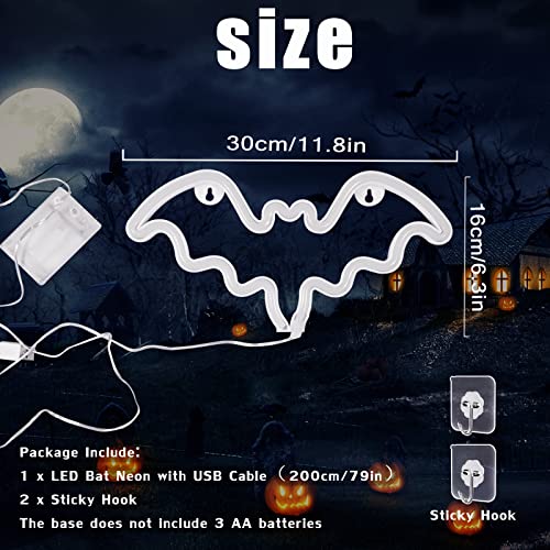 Purple Bat Neon Sign Halloween Wall Decor LED Light for Room or Party