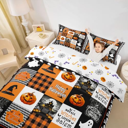 Halloween Pumpkin Lantern Duvet Cover Set Queen Variation of Multi 45