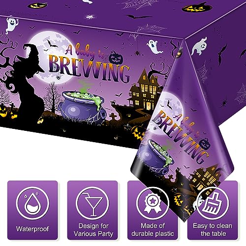 Baby Shower Tablecloth 3 Pack Halloween A Baby Is Brewing 54x108 Inch - Gender Reveal Decor