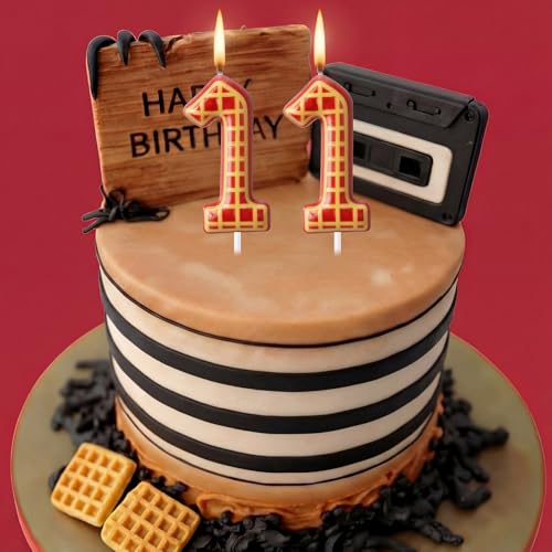 Number 11 Birthday Candle - Waffle Pattern Cake Topper - Spooky Theme