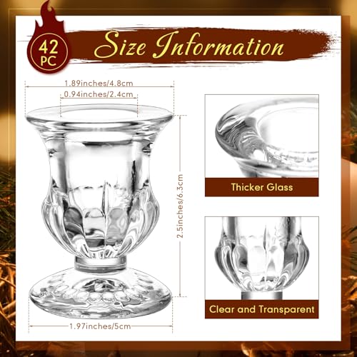 Clear Glass Candlestick Holders - 2.5 Inch Taper Candle Holders Bulk Set for Wedding & Table Decor - Variation 42
