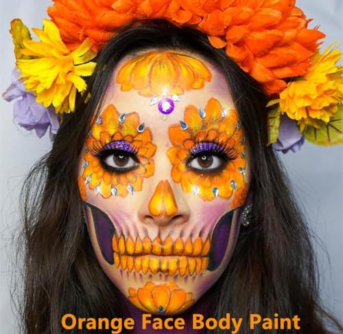 Orange Face & Body Paint for Halloween Cosplay - Waterproof and Easy to Remove - Go Ho
