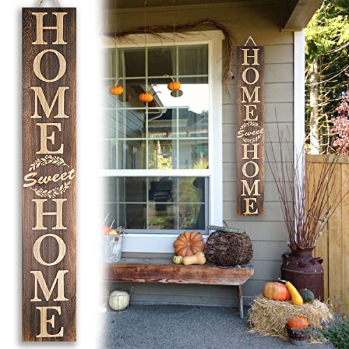 47 Inch Rustic Wooden Home Sweet Home Sign for Front Door & Porch Decoration - Brown Variation