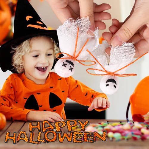 White Ghost Lollipop Wrappers for Halloween Candy DIY Party Decorations - 24 Pieces