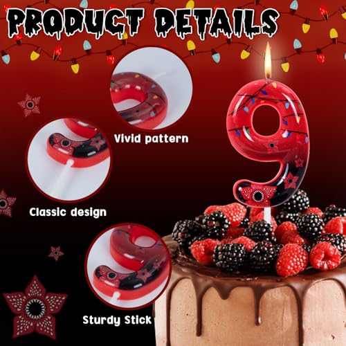Number 9 Birthday Cake Candle Topper - Retro Mystic Design, Small & Exquisite
