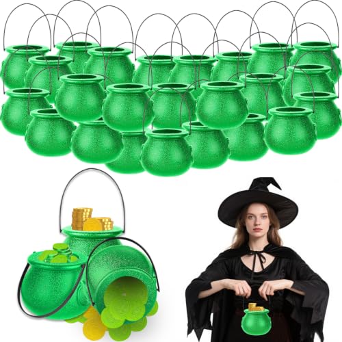 Green Mini Cauldron Set - 24pcs Halloween Witch Candy Holders & Party Decor