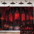 8x6FT Gothic Halloween Backdrop Haunted House Decorations Vampire Castle Red Moon