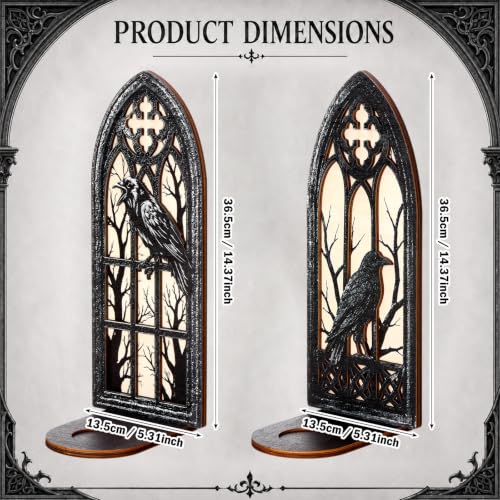Gothic Wall Candle Sconces Set of 2 - Halloween Cathedral Arch Decor with Removable Trays