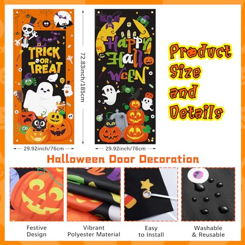 Halloween Door Cover Set - Trick or Treat Banners for Haunted House & Party - 2 Pieces Variation of Halloween