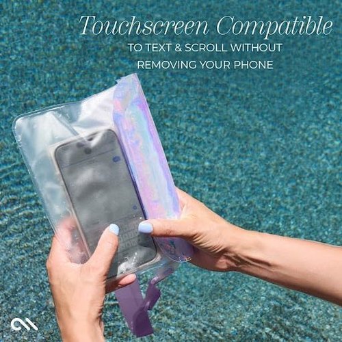 Case-Mate Waterproof Phone Pouch - IP68 Triple Seal Protection with Adjustable Strap | Iridescent for iPhone 17 Pro Max & More