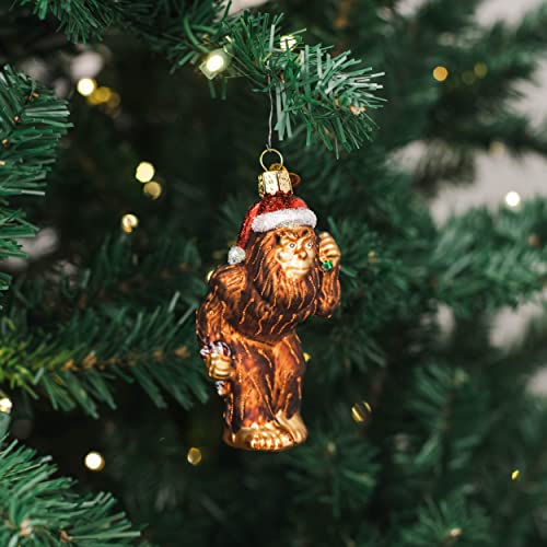 Santa Sasquatch Glass Blown Ornament - Handcrafted Holiday Tree Decoration - One Size
