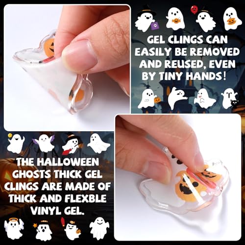 Halloween Ghost Gel Clings Set - Reusable Thick Vinyl Stickers for Windows & Decor - 20 Pieces