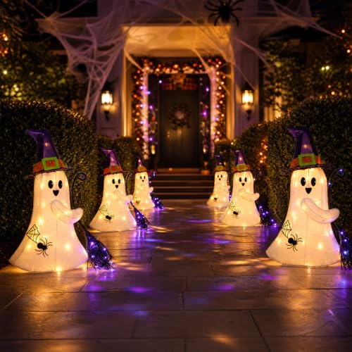 Lighted Halloween Ghost Witch Porch Decoration - White, 21 Inches