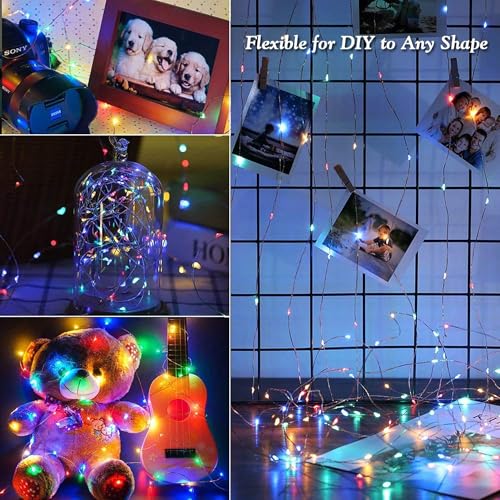 LED Fairy String Lights 16FT Battery Operated Multicolor 2-Pack - 50 LEDs, 2 Modes, Timer