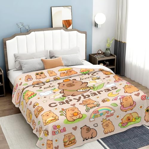 Capybara Plush Throw Blanket for Women Kids 60x50 Inches - Cozy Bedding Gift