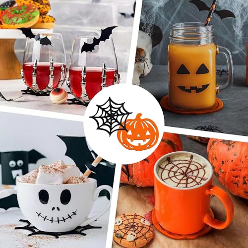 Halloween Coasters Set of 4 - Pumpkin Design Felt Drink Protectors