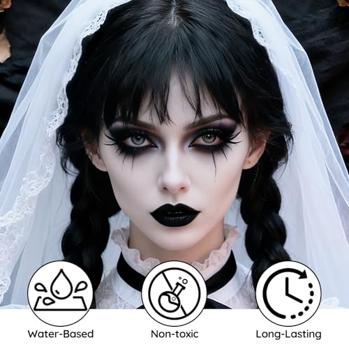 Black and White Water-Based Face Paint for Halloween - PASNOWFU, Variation: Black White