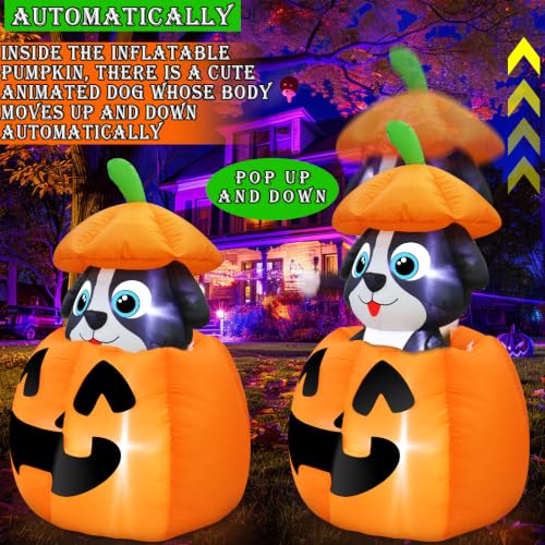 Halloween Inflatable Dog in Pumpkin - 5 FT Animated Outdoor Decor