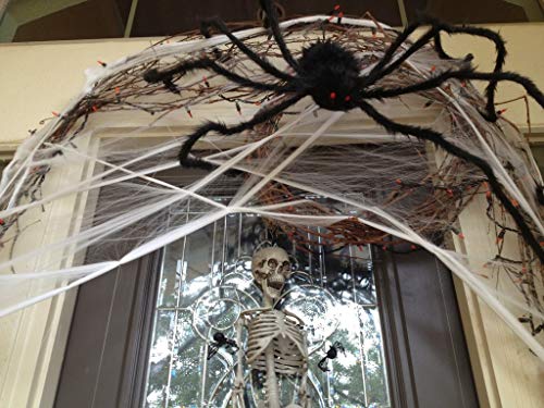 Giant Halloween Spider Decor 79 Inch Black Hairy Outdoor Indoor Props - 2 Pack