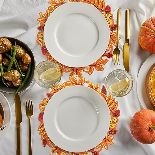 Maple Leaf Fall Leaf Placemats Set of 6 - Thanksgiving Orange Table Decor