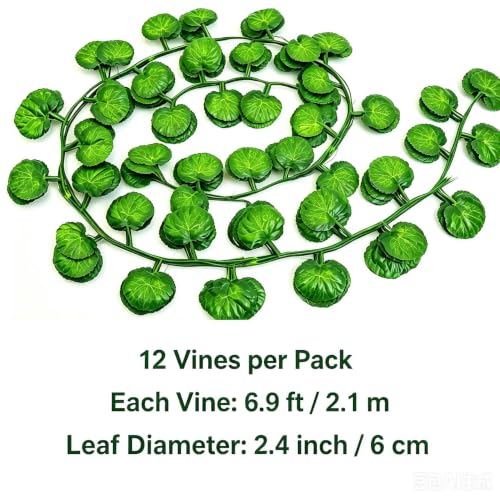 Begonia Leaf Artificial Vines - 12 Pack 86Ft Faux Greenery for Home & Event Decor