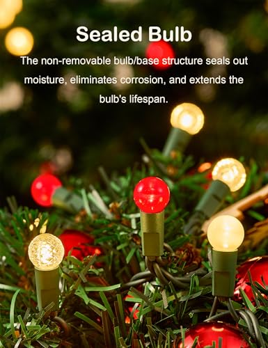 BOHON Outdoor Globe String Lights 24FT 70 LEDs - Red & Warm White 2 Pack