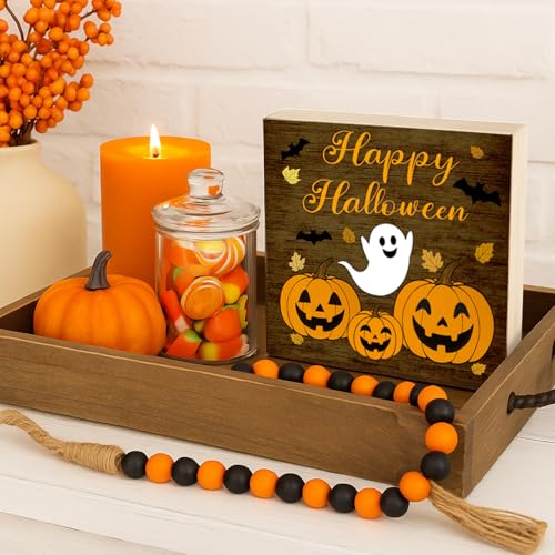 Reversible Wooden Fall Decor Pumpkin Halloween Thanksgiving Sign