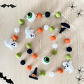 Halloween Felt Garlands Ghost Banner with Pom Poms - Fall Holiday Decor - Variation of THIS listing